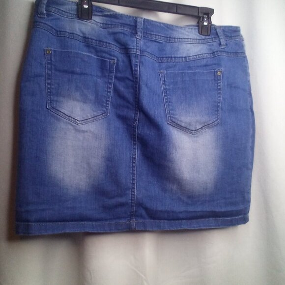 Promod Denim Skirt 16 Women Short Stretch Pockets Blue - Picture 3 of 16